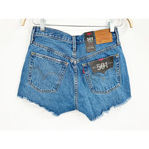 Levi’s 501 Original Blue High Rise Distressed Cut Off Denim Jean Shorts 27 NWT - Picture 7 of 7
